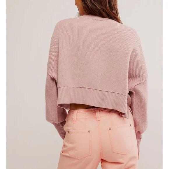 FREE PEOPLE Easy Street Crop Pullover / Lost Petal - Picture 3 of 5